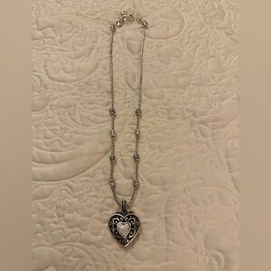 Brighton Reno heart necklace never worn silver plated crystal reversible